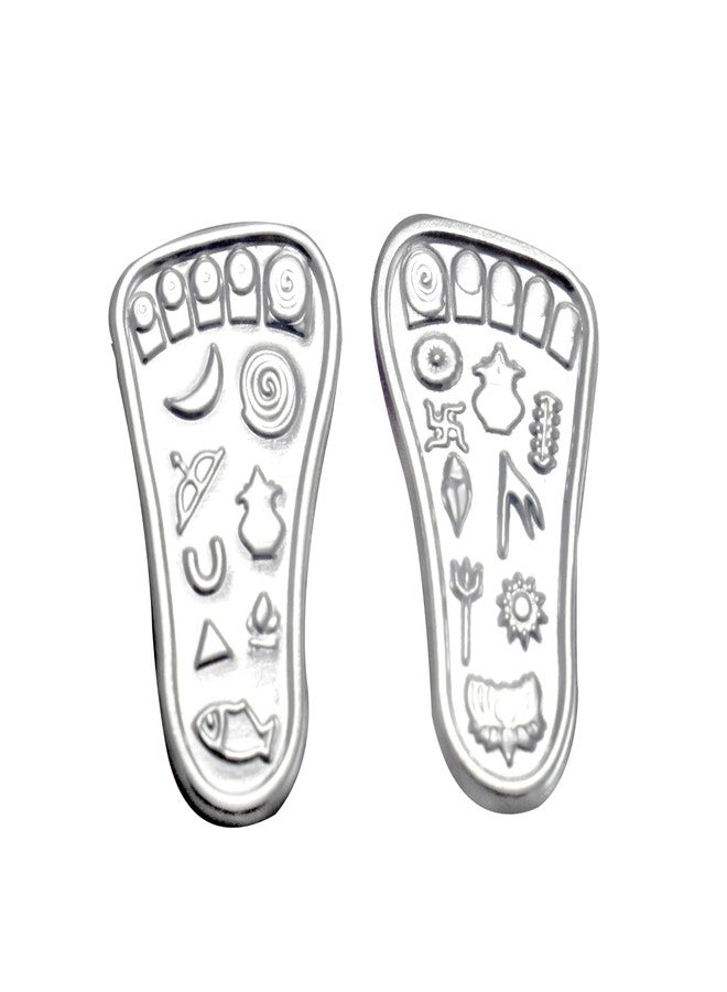 KMJ Pure Silver Charan Paduka, Laxmi Charan, Chaandi Ke Charan Paduka, Silver God Footprints, Religious Footprint (wt. 4 Grams) - Image 1